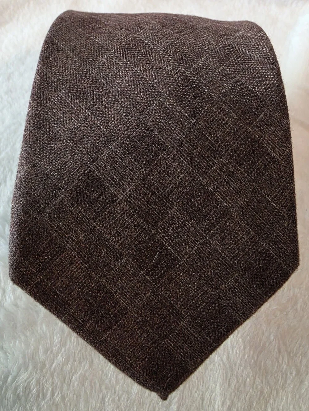 Classic Brown Checkered Cotton Tie - Mens Necktie